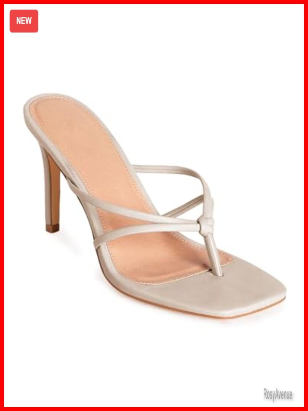 Strappy Square Toe Heeled Sandals Slip On Leather Kitten Heels